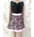 Falda EXCLUSIVA rosa con chantilly negro