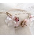 Diadema flores beige-rosa