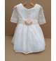 Vestido tul m/francesa guipur beige