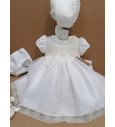 Vestido BAUTIZO frunces plumetti+braguitas