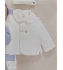 CHAQUETÓN BEBÉ terciopelo grabado nata