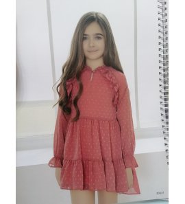 Vestido bambula de plumetti cereza m/larga