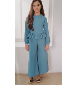 MONO JUNIOR creepe azul manga larga