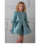Vestido mikado verde agua m/francesa