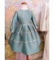 Vestido mikado verde agua m/francesa