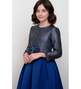 Vestido DAMASCO con creepé manga francesa