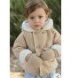 Trenka BEBÉ UNISEX lana arena/pelo+capucha