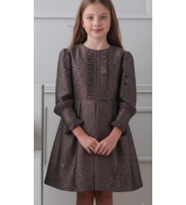 Vestido Damasco hilo seda azul/champange