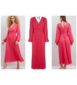 Vestido EXCLUSIVO plisado FUCSIA