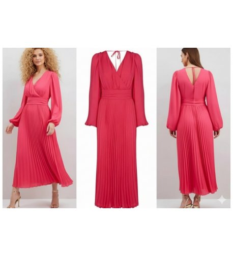 Vestido EXCLUSIVO plisado FUCSIA