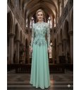 Vestido EXCLUSIVO MUJER LARGO bordado a mano pedrería verde