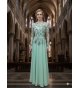 Vestido EXCLUSIVO MUJER LARGO bordado a mano pedrería verde