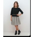 Vestido negro con chenilla oro/pedrería