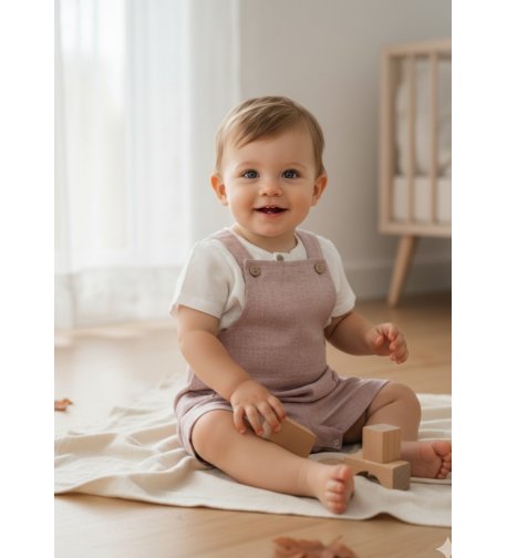Peto bebé rosa empolvado+camisa