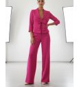 Traje chaqueta lazo crepé fucsia
