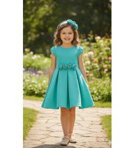 Vestido evasé crepé verde
