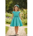 Vestido evasé crepé verde