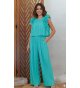 Conjunto top/pantalón largo gasa plisado