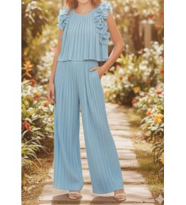 Conjunto top/pantalón largo gasa plisado