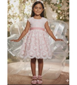 Vestido CEREMONIA organza bordada rosa