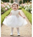 Vestido ceremonia lino con tul bordado