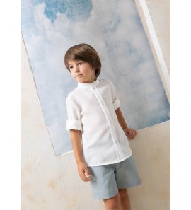 Camisa MARFIL lino/algodón cuello mao m/l