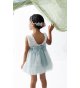 Vestido plumetti blanco/tul verde