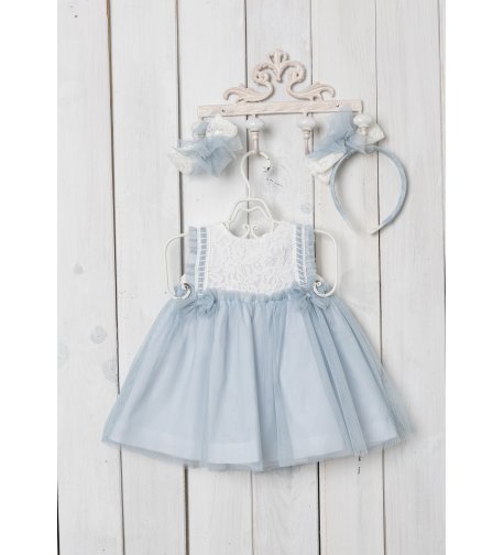 Vestido bebé tul oceano+braguita