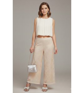 Conjunto pantalón largo lentejuelas+top seda