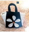 BOLSO rafia beige/negro flor