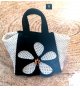 BOLSO rafia beige/negro flor