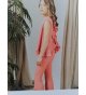 Conjunto salmon top abierto atras volante+pantalón