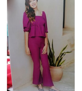 Conjunto buganvilla top m/f abullonado+pantalón