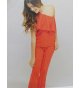 Conjunto coral top asimétrico volante+pantalón