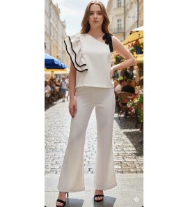 CONJUNTO TOP asimétrico piedra y negro+pantalón