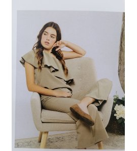 Conjunto verde top asimétrico+pantalón