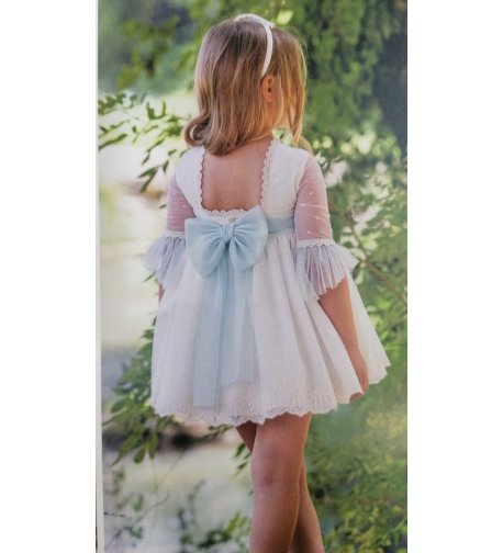 Vestido romántico m/f tul azul