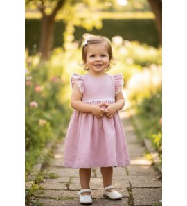 Vestido LINO jade con alerones
