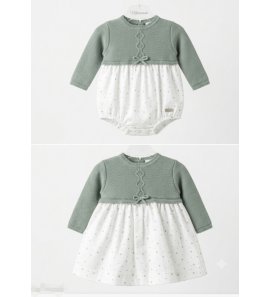 VESTIDO bebé lana estrellas verdes
