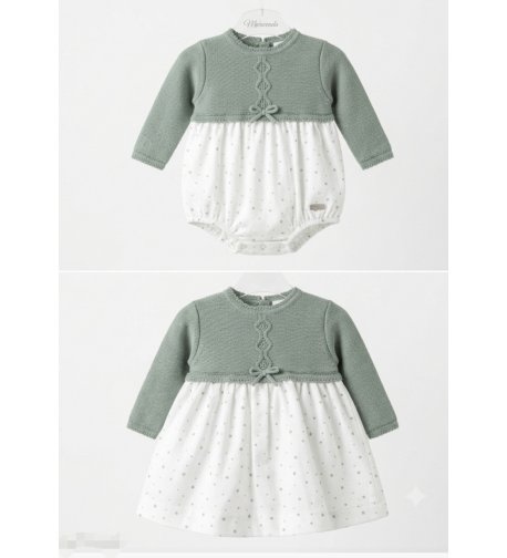 VESTIDO bebé lana estrellas verdes
