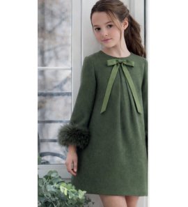 Vestido suelto verde botella m/l con pelo
