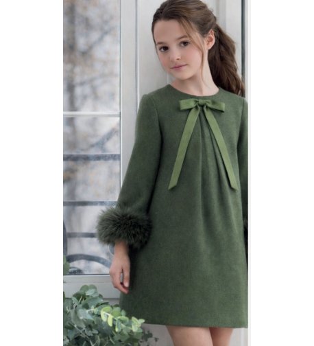 Vestido suelto verde botella m/l con pelo