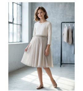Vestido beige m/f punto lurex