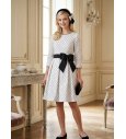 Vestido jacquard labrado blanco/negro