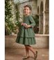 Vestido seda drapeada verde m/f