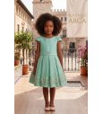 Vestido mikado tul bordado verde