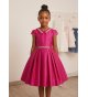 Vestido cuello pico berenjena