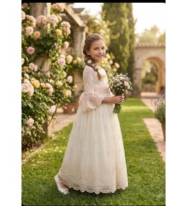 Vestido COMUNIÓN bordado salmón