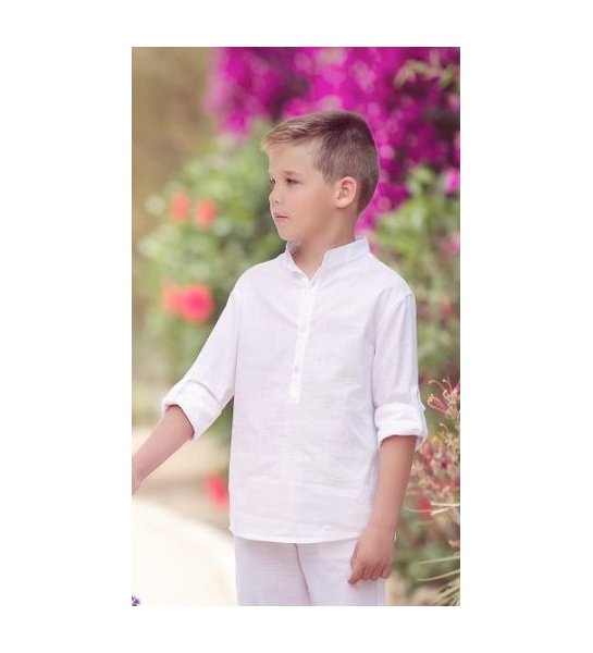 Género opción Caballero amable Camisa niño c/mao lino blanca m/l - Arca Boutique Infantil-Juvenil