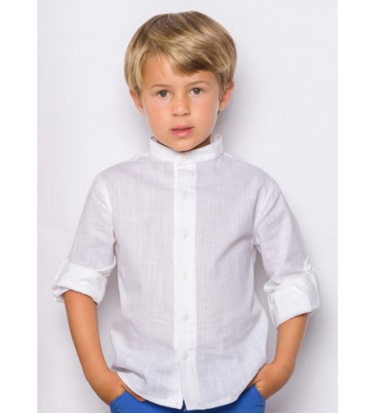 Camisa lino BLANCA niño c/mao - Arca Boutique